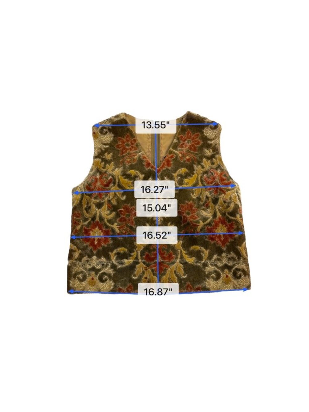 Vintage Womens Multi-Color Tapestry Sleeveless Vest Floral Medieval Style Size 1 - Picture 8 of 8